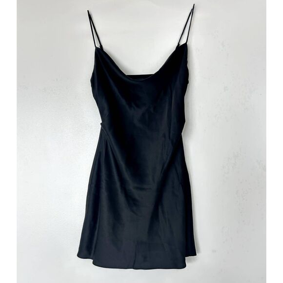 TEN Aritzia Black Slip Dress Size XS Cowl Neck Satin Mini Adjustable Straps Date - Picture 5 of 14